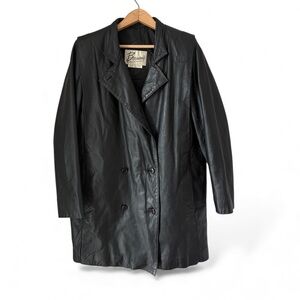 Vintage Berman’s Thinsulate Leather Coat Women’s Size 10 – Black Double Breasted